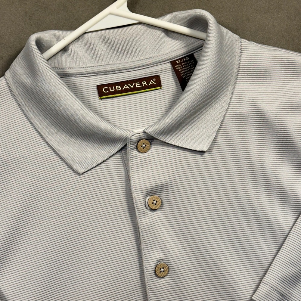 Cubavera Polo Shirt Mens XL Grey Textured Short Sleeve Pineapple Logo Excellent